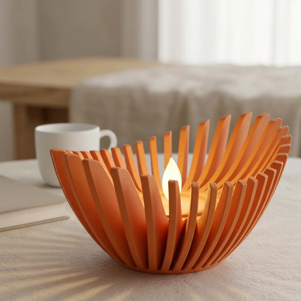 Mini Lampă de veghe LED decorativă cu design geometric modern - Orange compozit mat, imprimare 3D Vibecraft