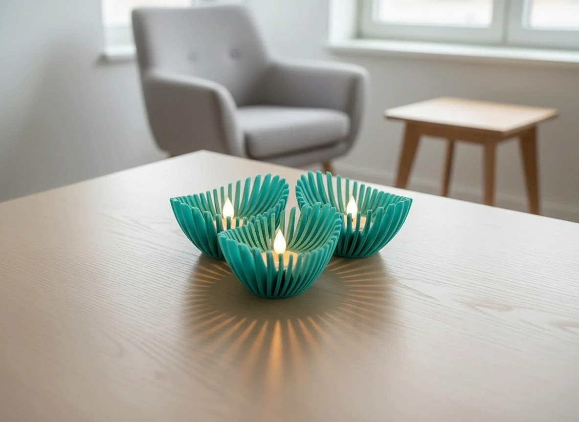 Mini Lampă de veghe LED decorativă cu design geometric modern - culoare Albastru verzui, imprimare 3D Vibecraft