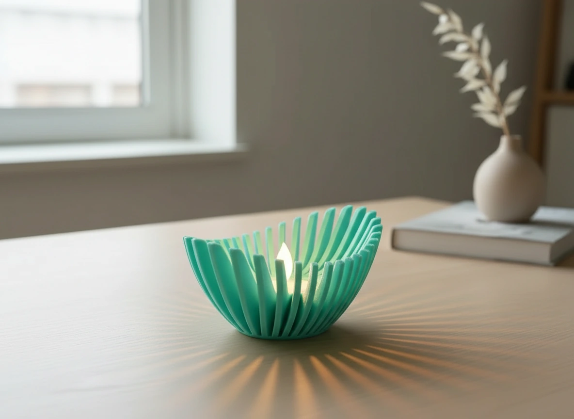 Mini Lampă de veghe LED decorativă cu design geometric modern - culoare Albastru verzui, imprimare 3D Vibecraft