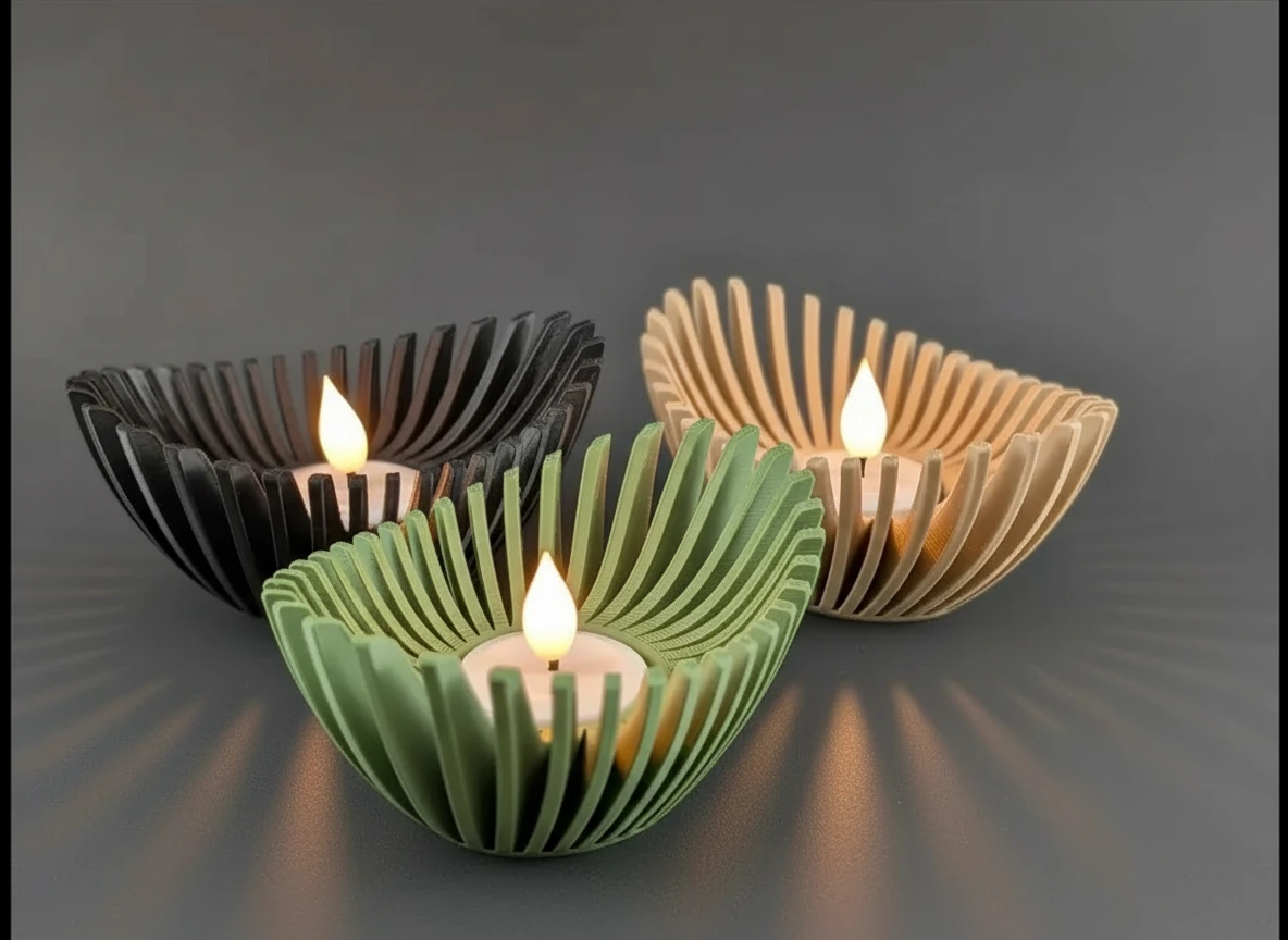 Mini Lampă de veghe LED decorativă cu design geometric modern - culoare white studio, produs imprimat 3D Vibecraft