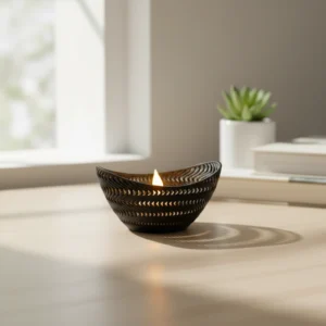 Mini Lampă de veghe decorativă LED cu model ondulat - Negru compozit fibra de carbon, imprimare 3D Vibecraft