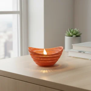 Mini Lampă de veghe decorativă LED cu model ondulat - Orange compozit fibra de carbon, imprimare 3D Vibecraft