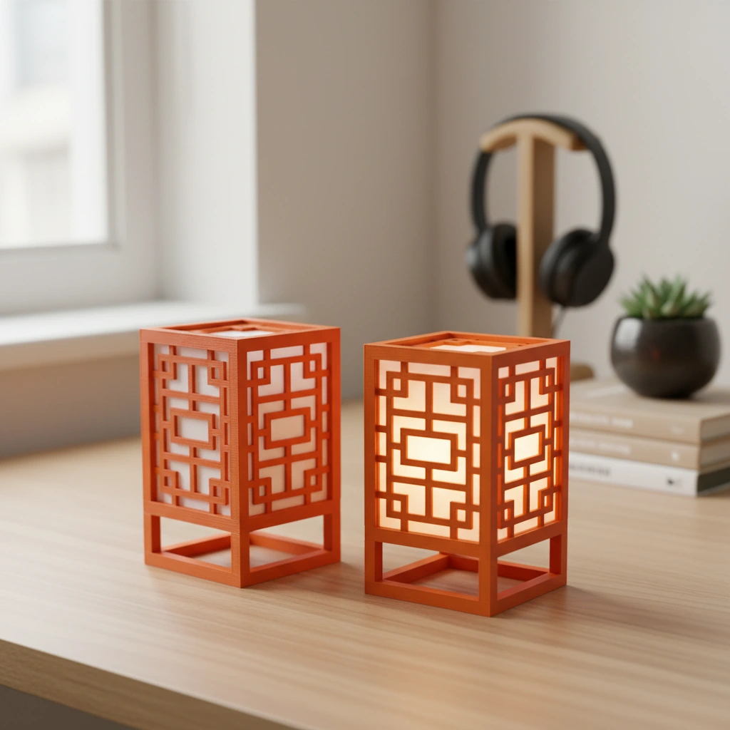 Lanternă Decorativă Suport Lumină Ambientală Design Minimalist - Orange compozit fibra de carbon, imprimare 3D Vibecraft