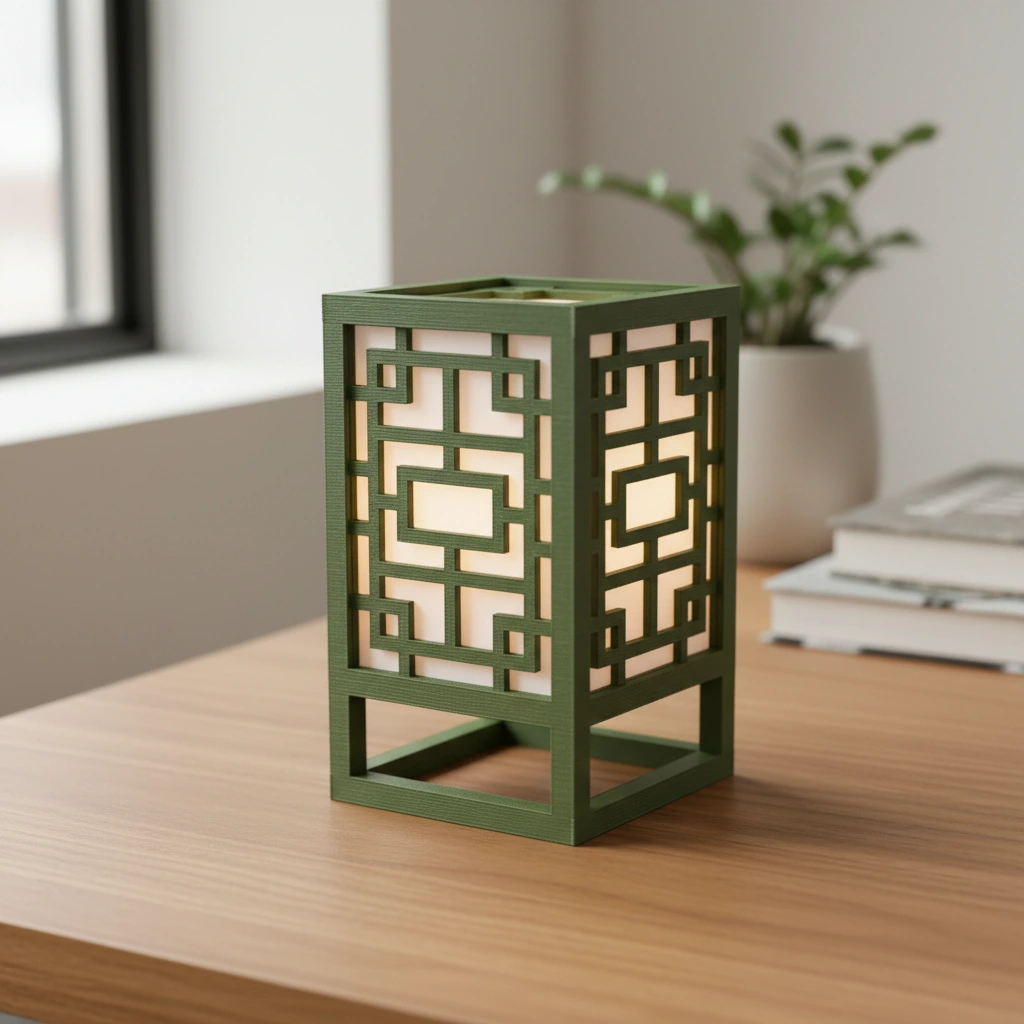 Lanternă Decorativă Suport Lumină Ambientală Design Minimalist - culoare Verde, imprimare 3D Vibecraft