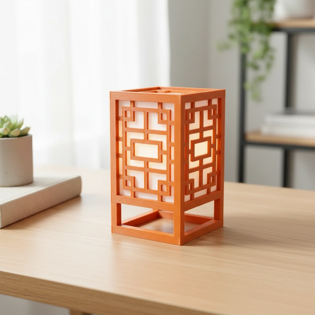 Lanternă Decorativă Suport Lumină Ambientală Design Minimalist - culoare Portocaliu, imprimare 3D Vibecraft