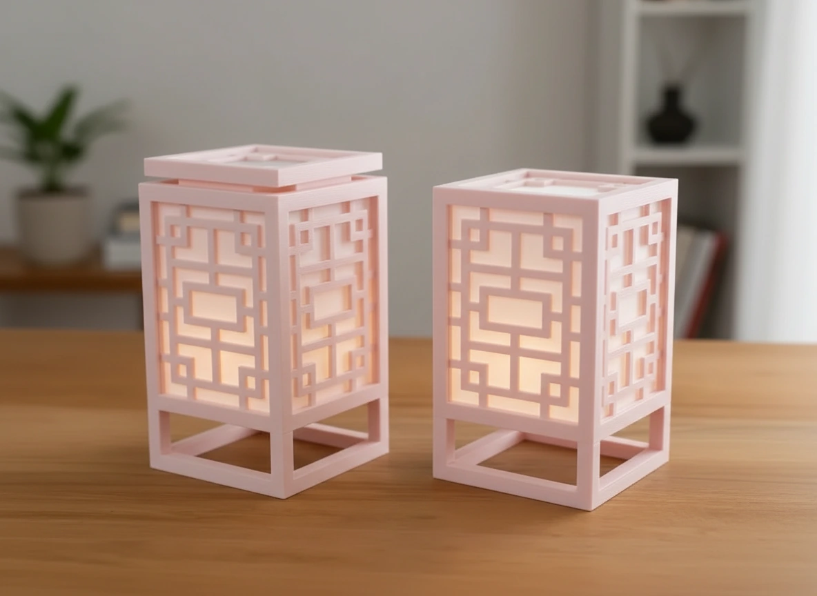 Lanternă Decorativă Suport Lumină Ambientală Design Minimalist - culoare Roz, imprimare 3D Vibecraft