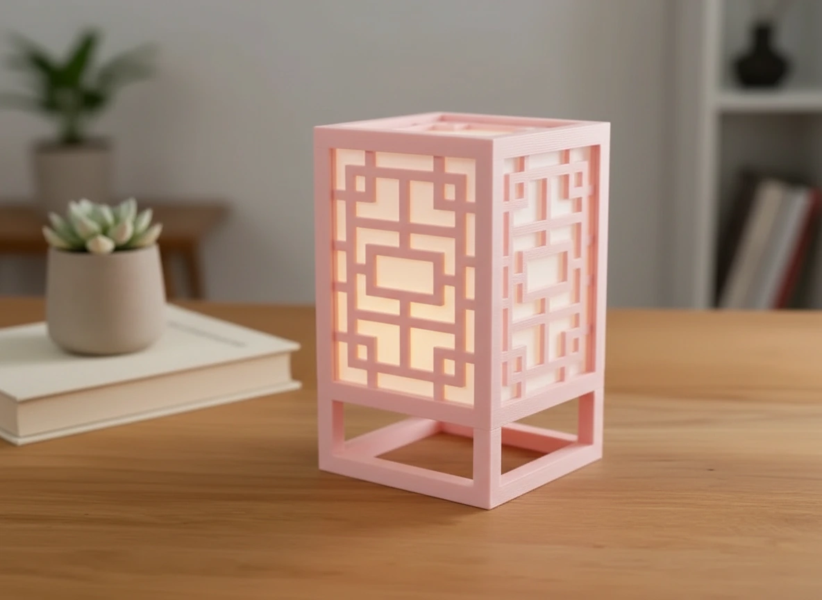 Lanternă Decorativă Suport Lumină Ambientală Design Minimalist - culoare Roz, imprimare 3D Vibecraft