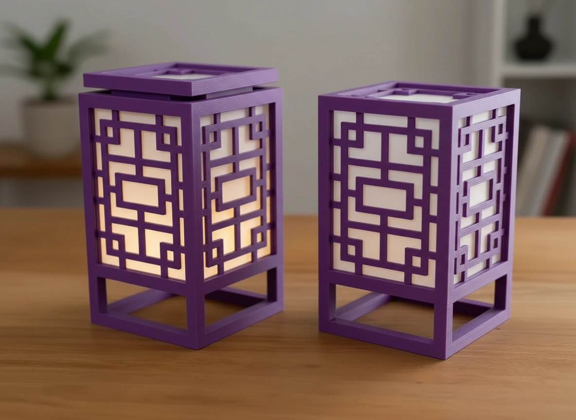 Lanternă Decorativă Suport Lumină Ambientală Design Minimalist - culoare Mov, imprimare 3D Vibecraft
