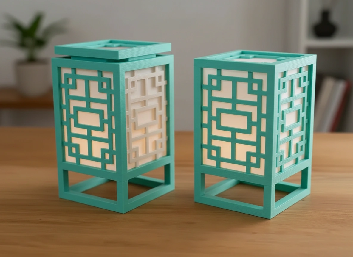 Lanternă Decorativă Suport Lumină Ambientală Design Minimalist - culoare Albastru verzui, imprimare 3D Vibecraft