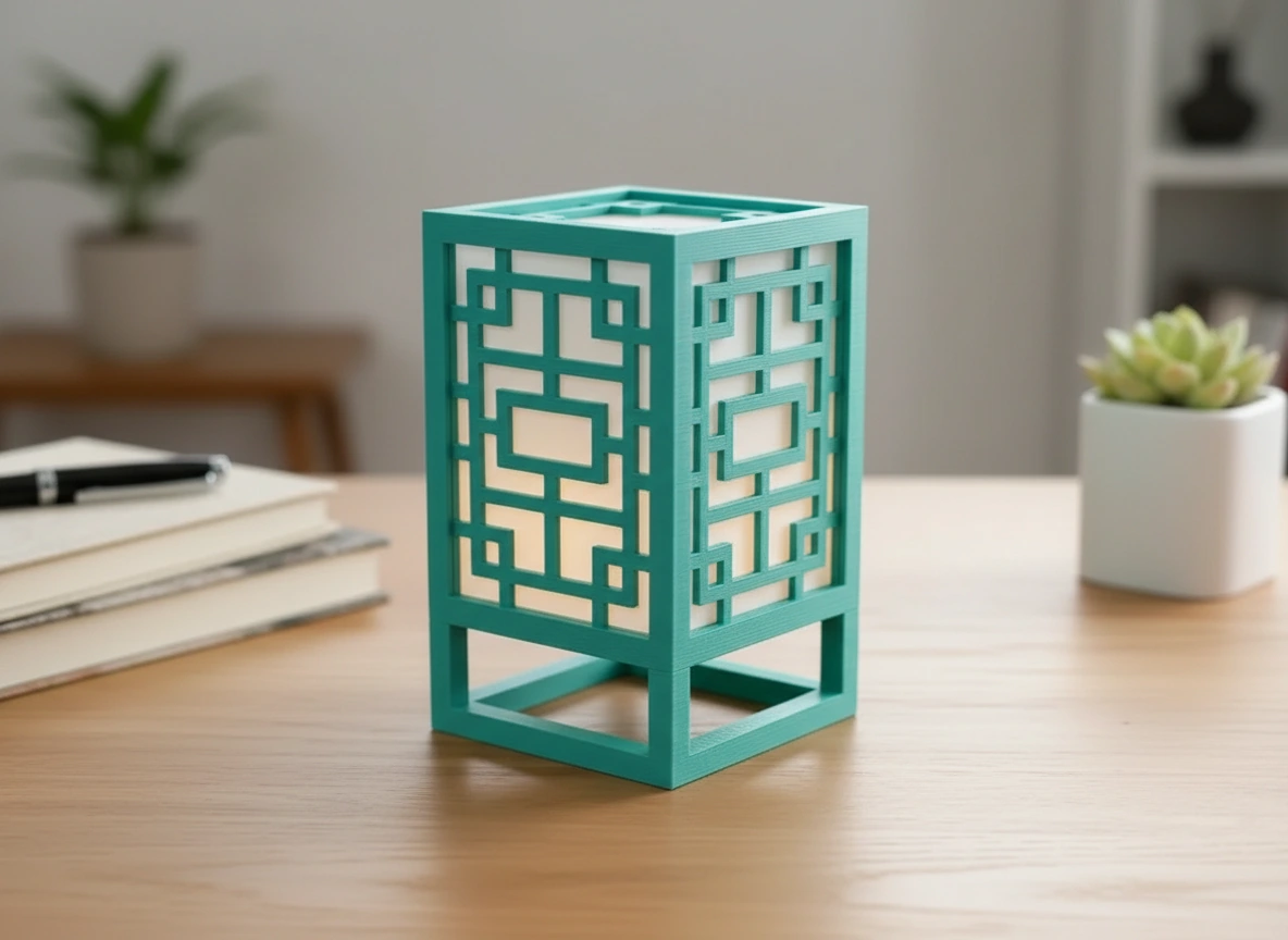 Lanternă Decorativă Suport Lumină Ambientală Design Minimalist - culoare Albastru verzui, imprimare 3D Vibecraft