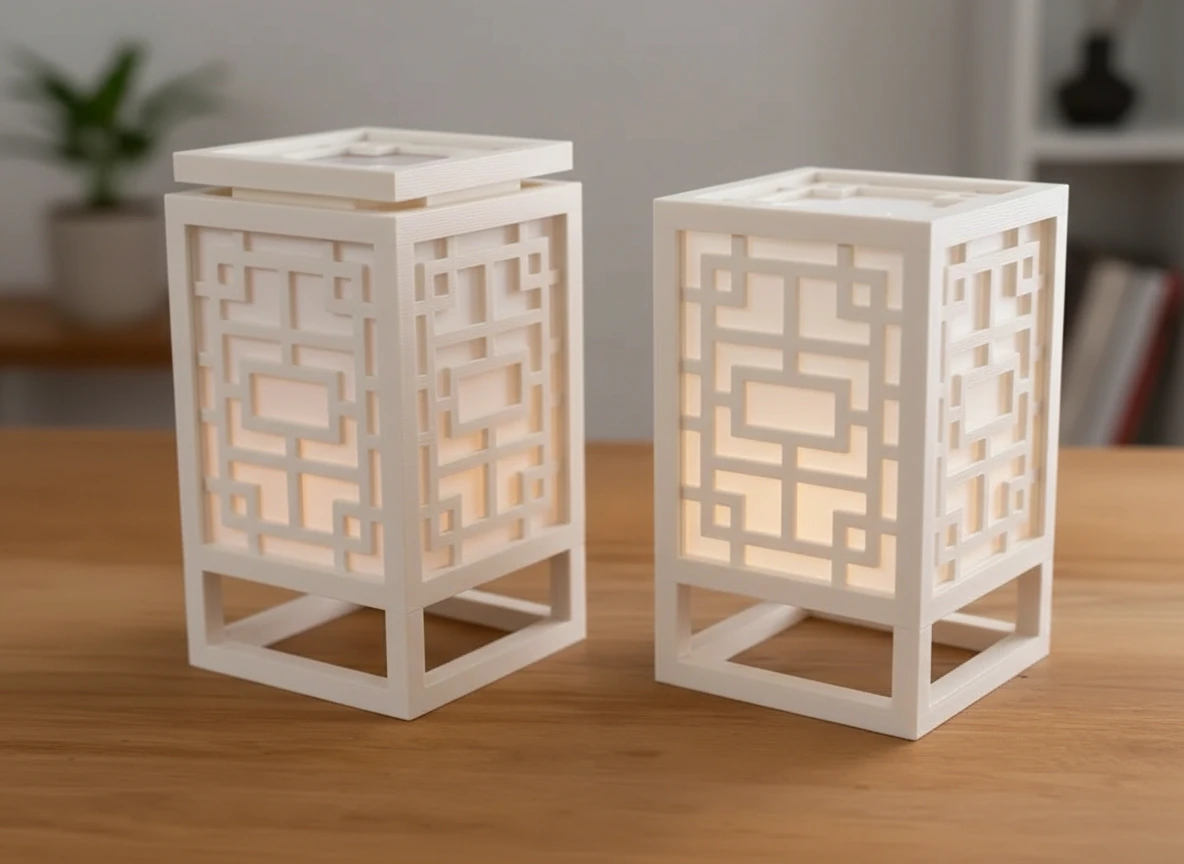 Lanternă Decorativă Suport Lumină Ambientală Design Minimalist - culoare white scene, produs imprimat 3D Vibecraft