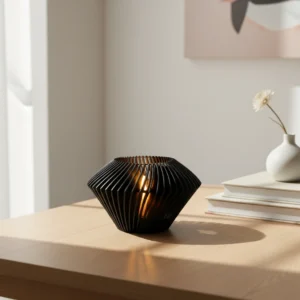 Mini Lampă decorativă ambientală, imprimată 3D, design geometric - Negru compozit fibra de carbon, imprimare 3D Vibecraft