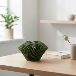 Mini Lampă decorativă ambientală, imprimată 3D, design geometric - Olive green compozit fibra de carbon, imprimare 3D Vibecraft