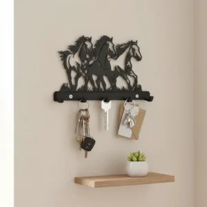 Organizator Perete Suport Chei cu Design Decorativ Cai - culoare black scene, produs imprimat 3D Vibecraft