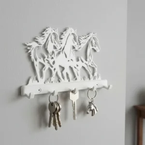 Organizator Perete Suport Chei cu Design Decorativ Cai - culoare white scene, produs imprimat 3D Vibecraft