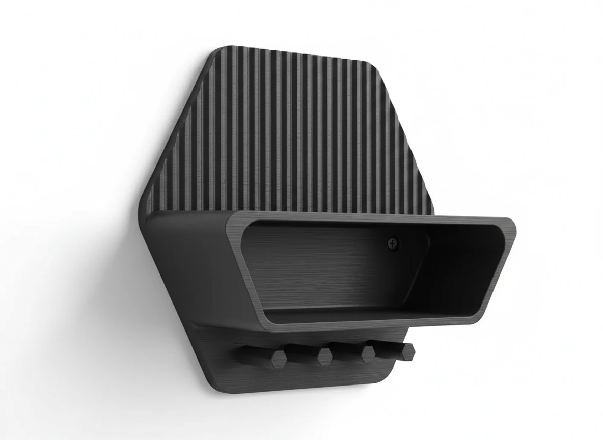 Organizator perete cu raft si suport chei pentru hol si birou - culoare black studio, produs imprimat 3D Vibecraft