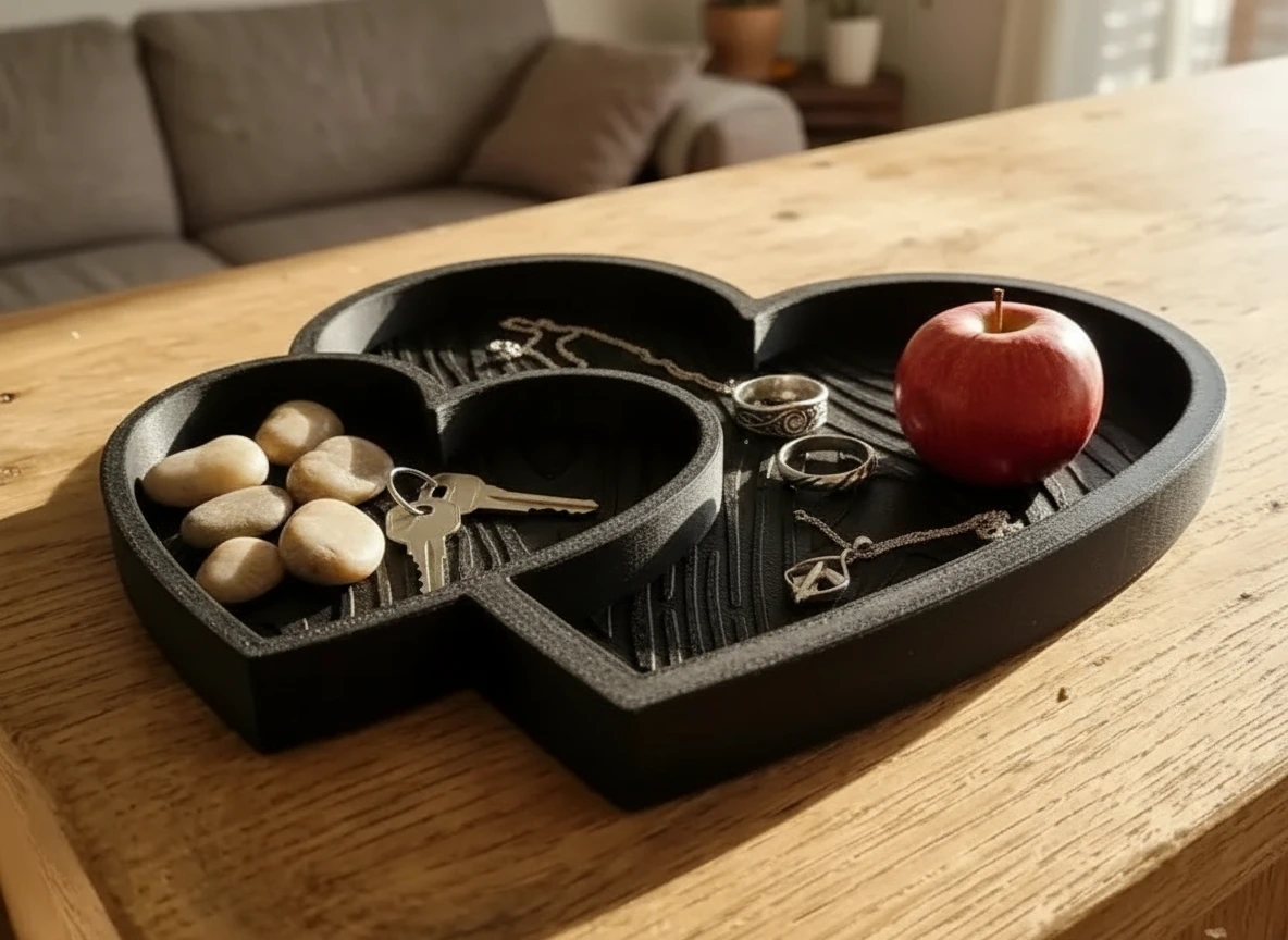Bol Decorativ Inimi Împletite Obiecte Mici - culoare black scene, produs imprimat 3D Vibecraft