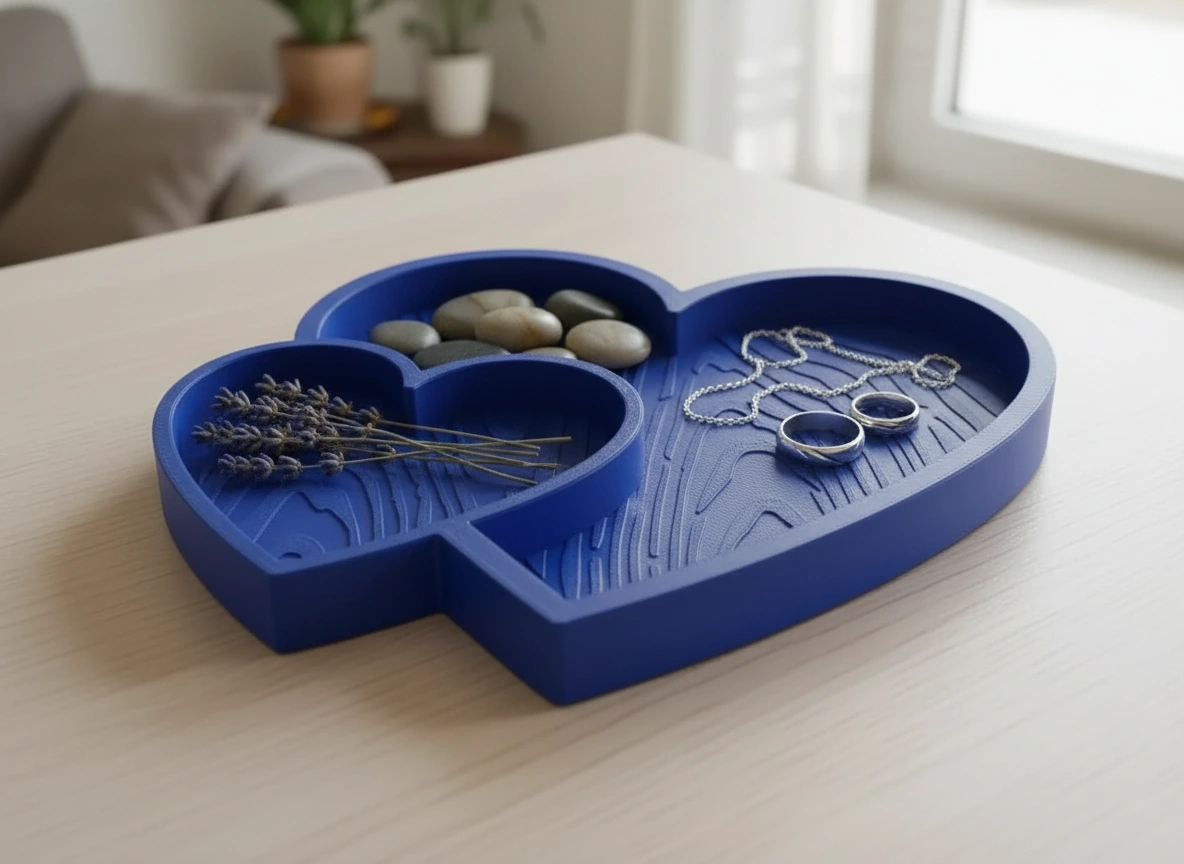 Bol Decorativ Inimi Împletite Obiecte Mici - culoare Albastru, imprimare 3D Vibecraft