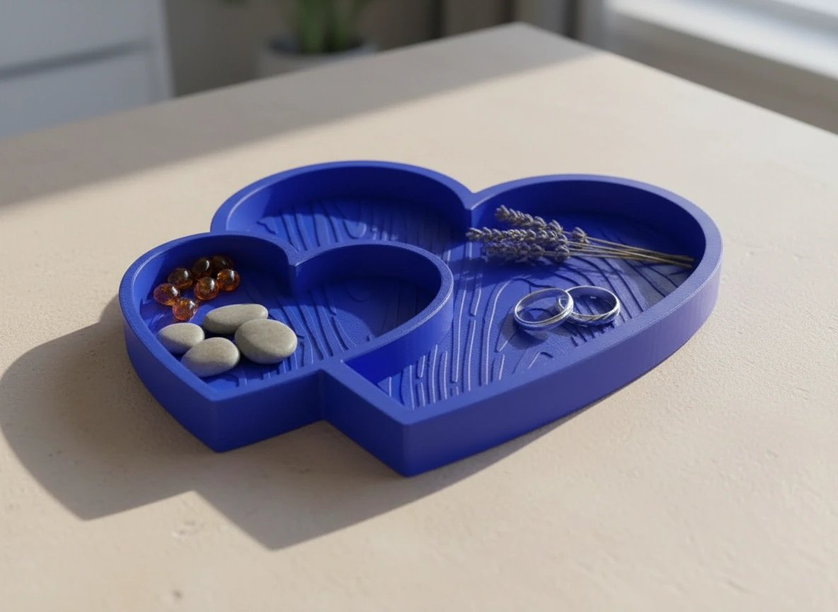 Bol Decorativ Inimi Împletite Obiecte Mici - culoare Albastru, imprimare 3D Vibecraft