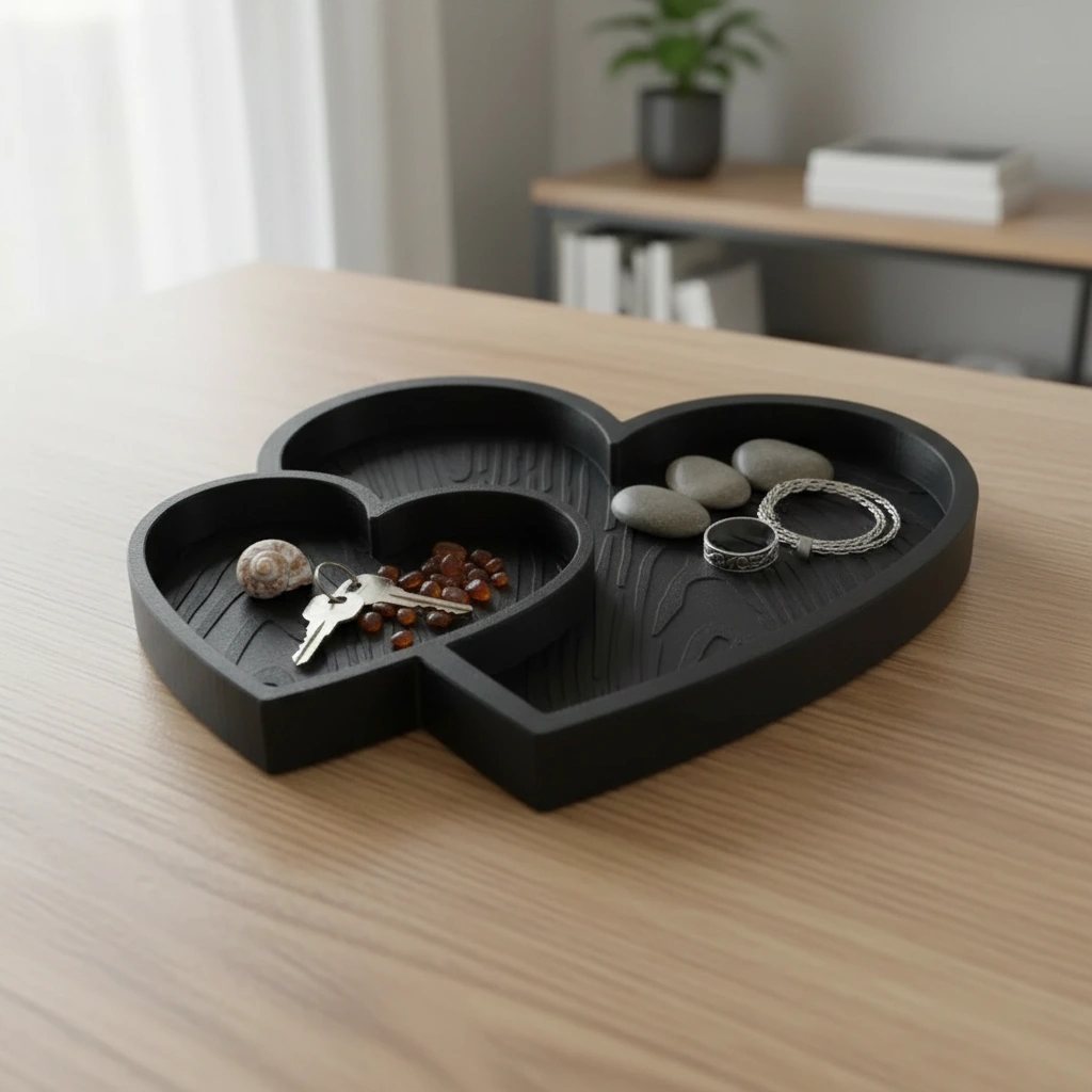 Bol Decorativ Inimi Împletite Obiecte Mici - Negru compozit mat, imprimare 3D Vibecraft