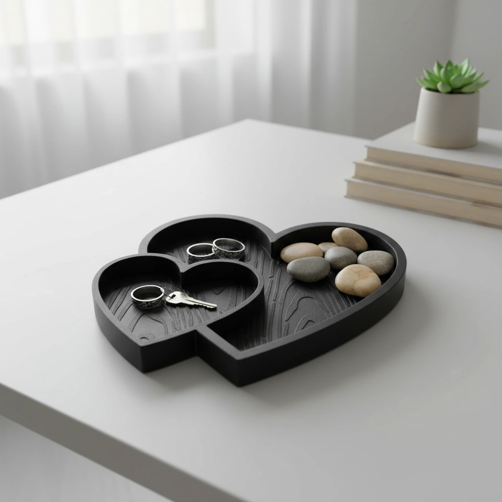 Bol Decorativ Inimi Împletite Obiecte Mici - Negru compozit mat, imprimare 3D Vibecraft