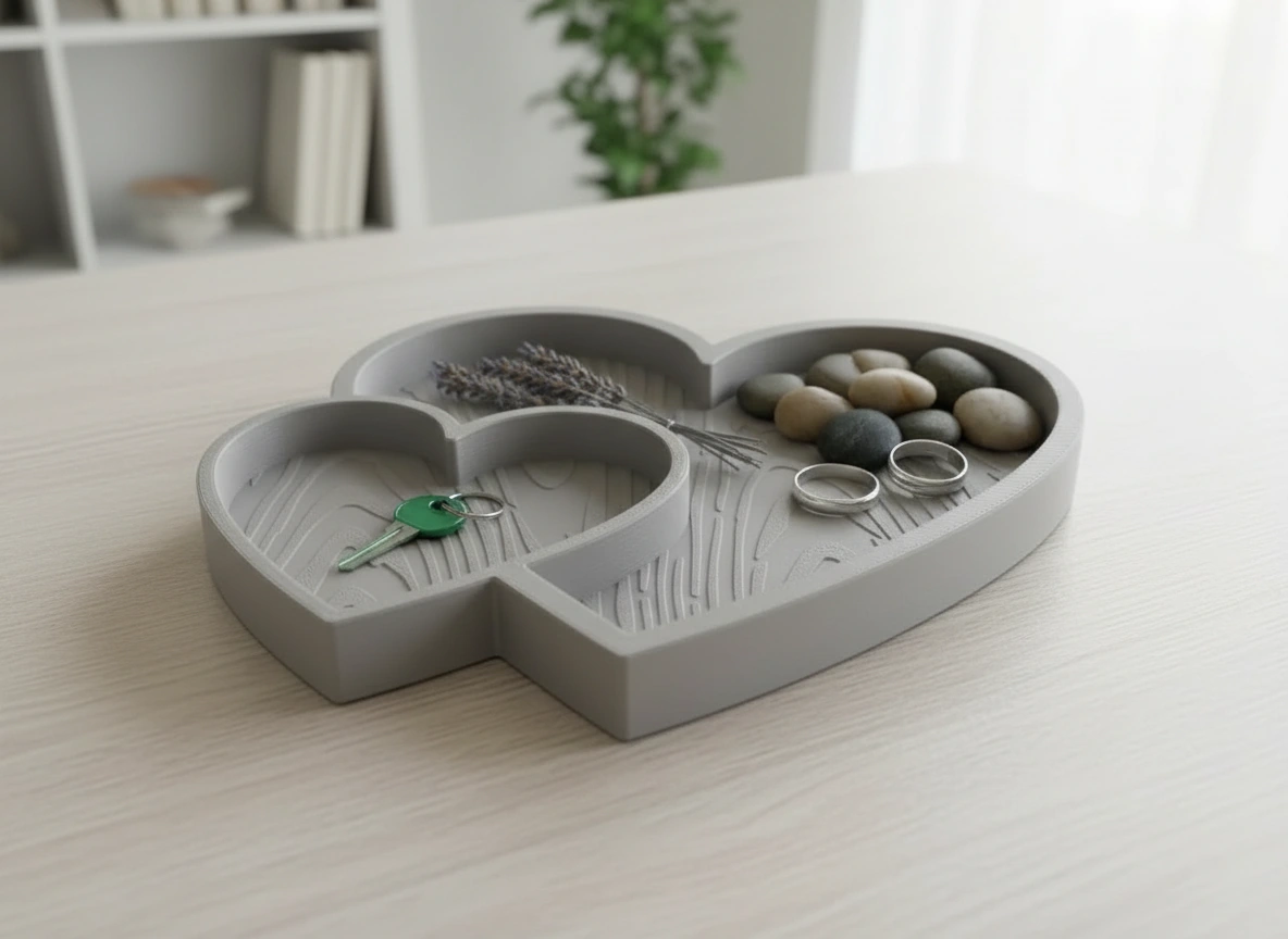Bol Decorativ Inimi Împletite Obiecte Mici - culoare Gri, imprimare 3D Vibecraft