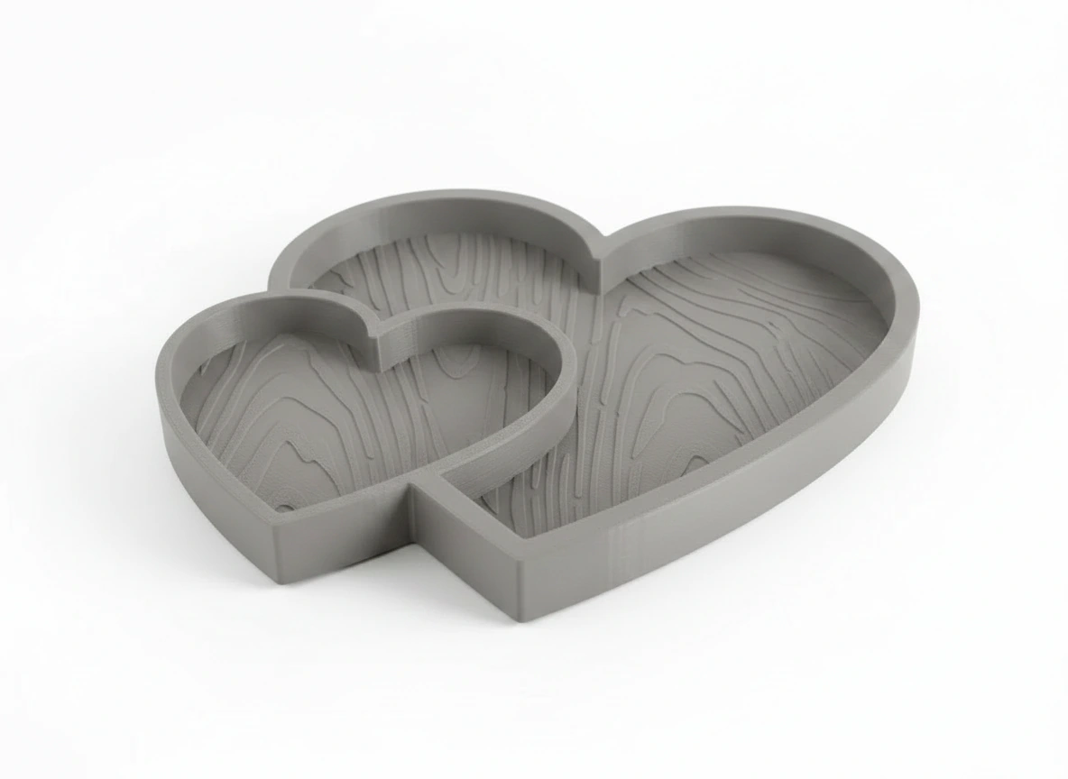 Bol Decorativ Inimi Împletite Obiecte Mici - culoare Gri, imprimare 3D Vibecraft