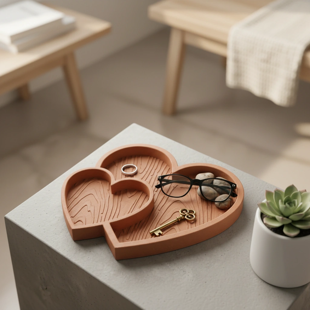Bol Decorativ Inimi Împletite Obiecte Mici - culoare Portocaliu, imprimare 3D Vibecraft
