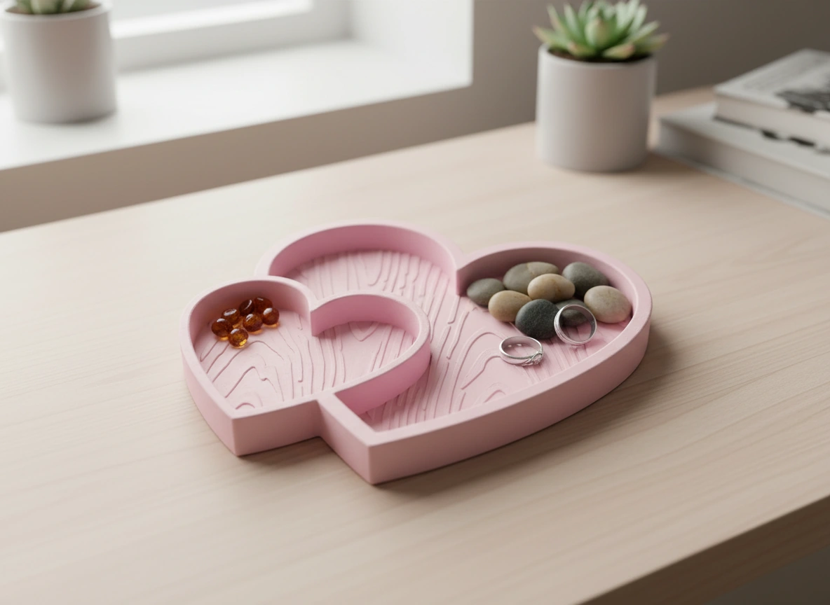 Bol Decorativ Inimi Împletite Obiecte Mici - culoare Roz, imprimare 3D Vibecraft