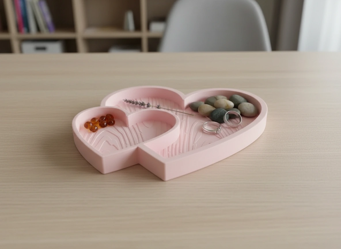 Bol Decorativ Inimi Împletite Obiecte Mici - culoare Roz, imprimare 3D Vibecraft