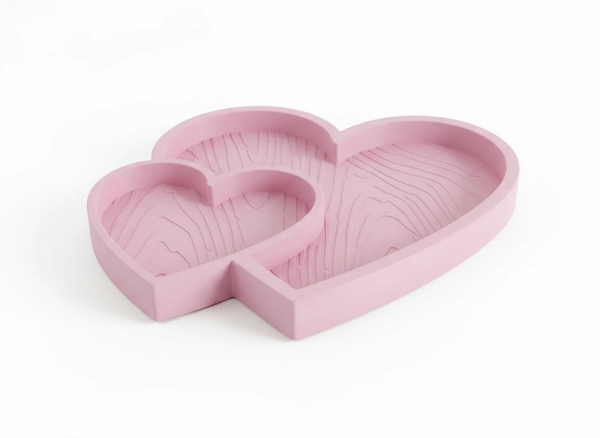 Bol Decorativ Inimi Împletite Obiecte Mici - culoare Roz, imprimare 3D Vibecraft