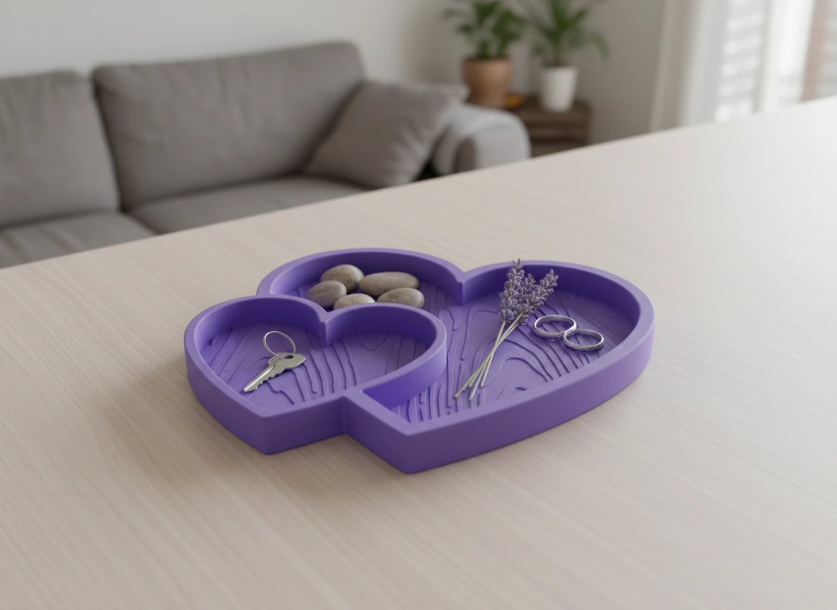 Bol Decorativ Inimi Împletite Obiecte Mici - culoare Mov, imprimare 3D Vibecraft