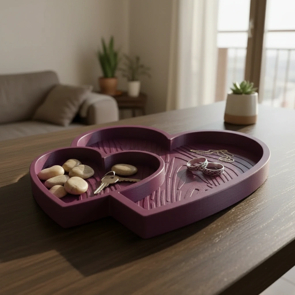 Bol Decorativ Inimi Împletite Obiecte Mici - culoare Roșu, imprimare 3D Vibecraft