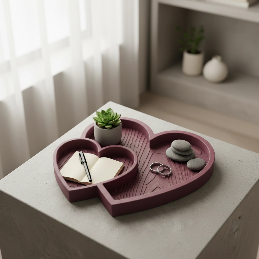 Bol Decorativ Inimi Împletite Obiecte Mici - culoare Roșu, imprimare 3D Vibecraft