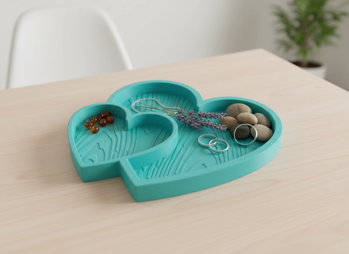 Bol Decorativ Inimi Împletite Obiecte Mici - culoare Albastru verzui, imprimare 3D Vibecraft