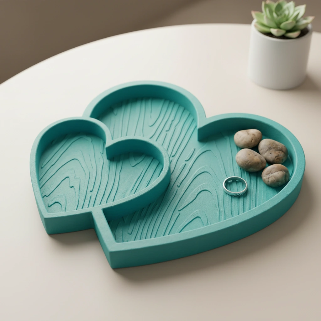 Bol Decorativ Inimi Împletite Obiecte Mici - culoare Albastru verzui, imprimare 3D Vibecraft