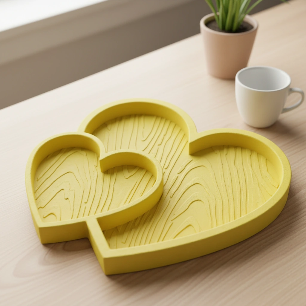Bol Decorativ Inimi Împletite Obiecte Mici - culoare Galben, imprimare 3D Vibecraft