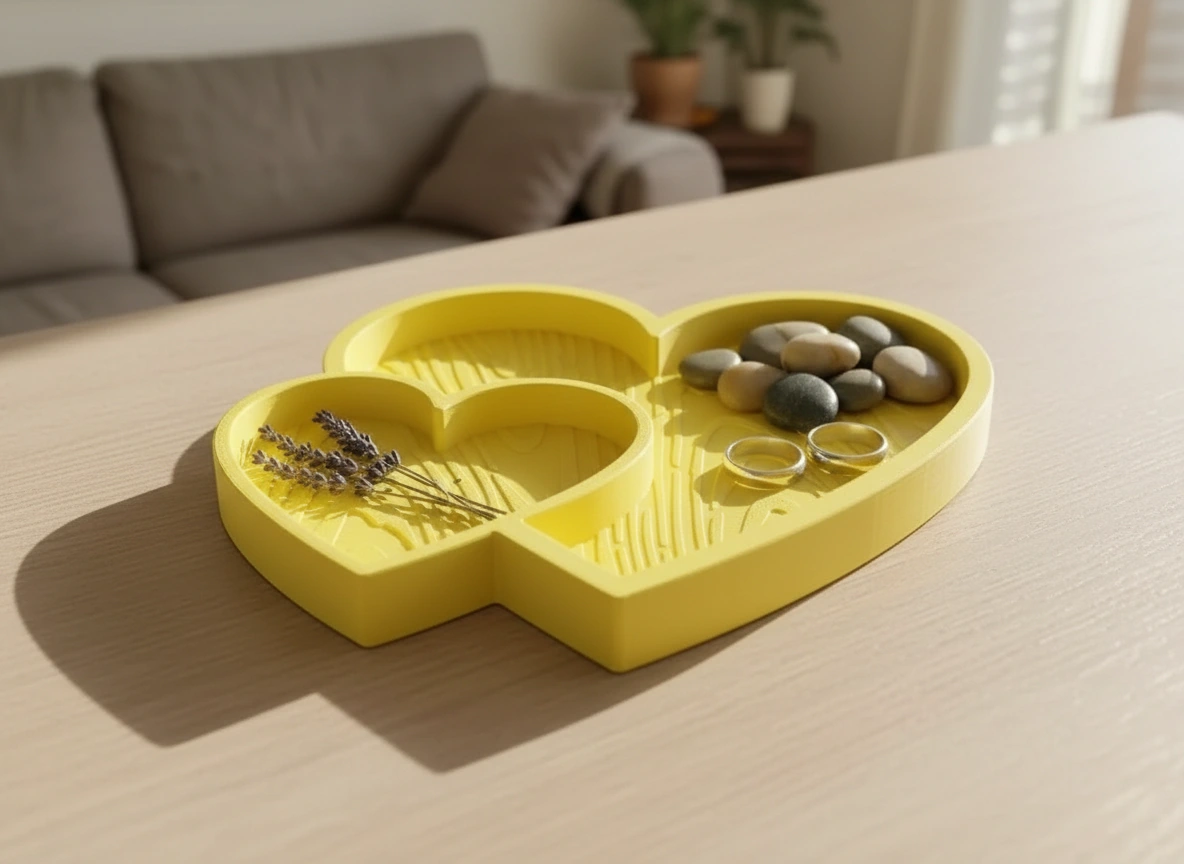 Bol Decorativ Inimi Împletite Obiecte Mici - culoare Galben, imprimare 3D Vibecraft