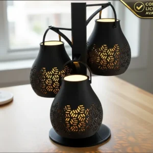 Mini Lampă de veghe LED decorativă cu model geometric Seika - culoare black scene, produs imprimat 3D Vibecraft