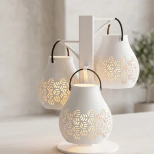Mini Lampă de veghe LED decorativă cu model geometric Seika - culoare white scene, produs imprimat 3D Vibecraft