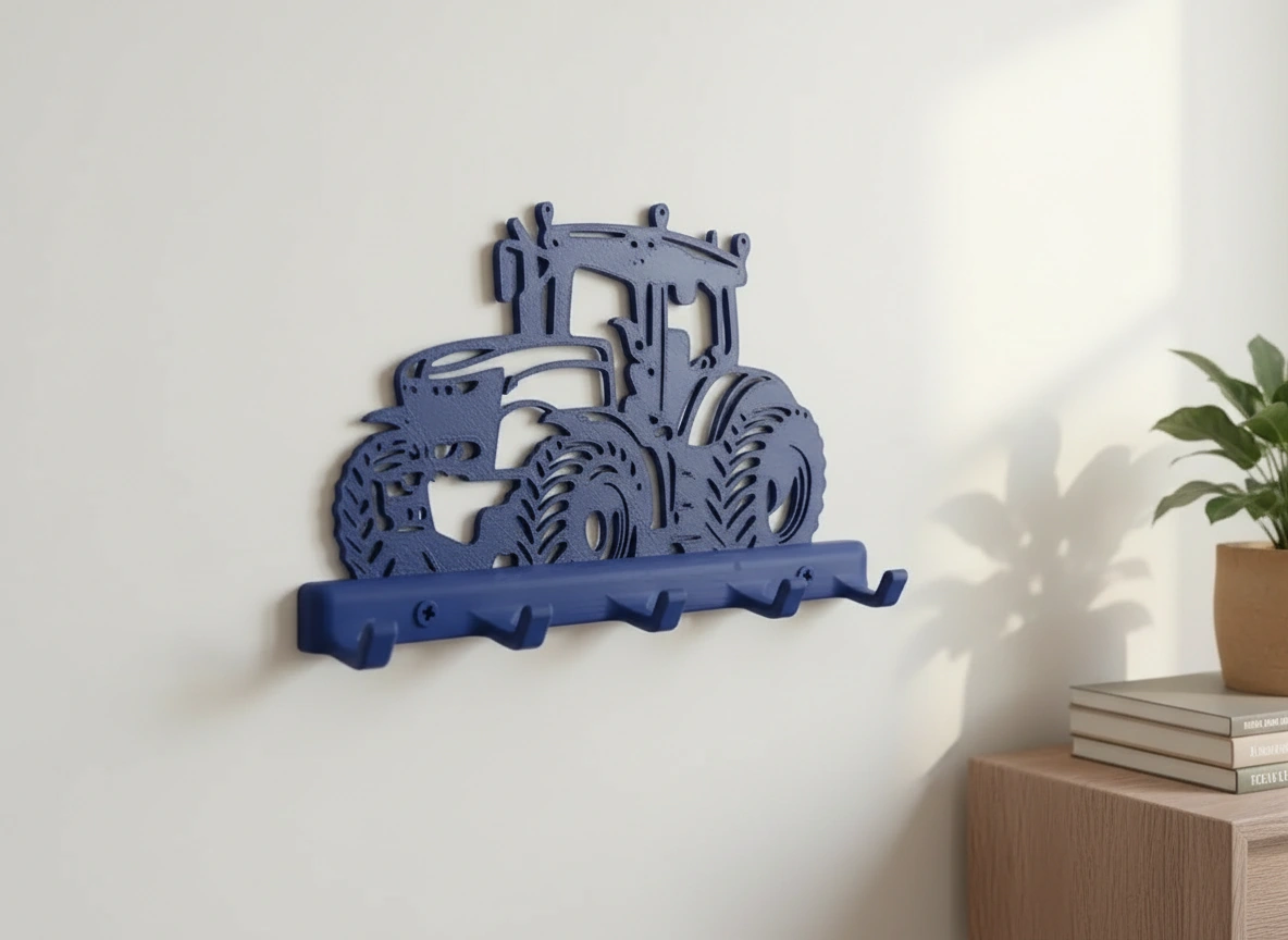 Suport Chei Organizator Perete cu Design Tractor - culoare Albastru, imprimare 3D Vibecraft