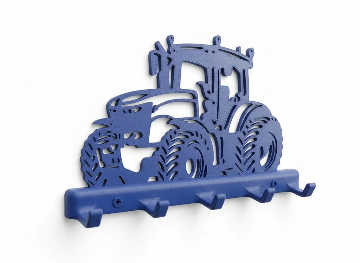 Suport Chei Organizator Perete cu Design Tractor - culoare Albastru, imprimare 3D Vibecraft