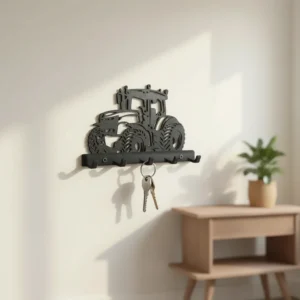 Suport Chei Organizator Perete cu Design Tractor - Negru compozit mat, imprimare 3D Vibecraft