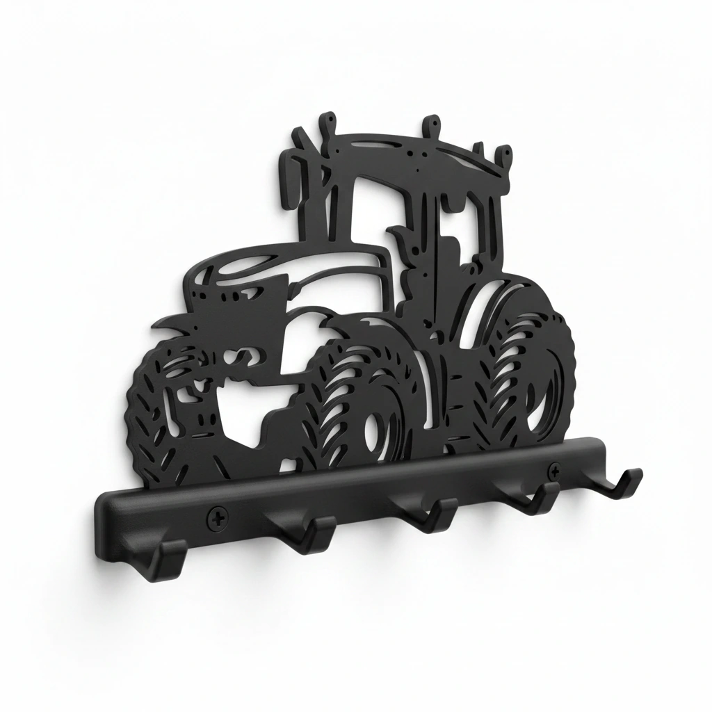 Suport Chei Organizator Perete cu Design Tractor - Negru compozit mat, imprimare 3D Vibecraft