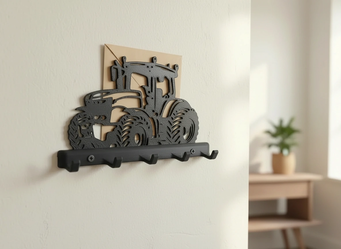 Suport Chei Organizator Perete cu Design Tractor - culoare Gri, imprimare 3D Vibecraft