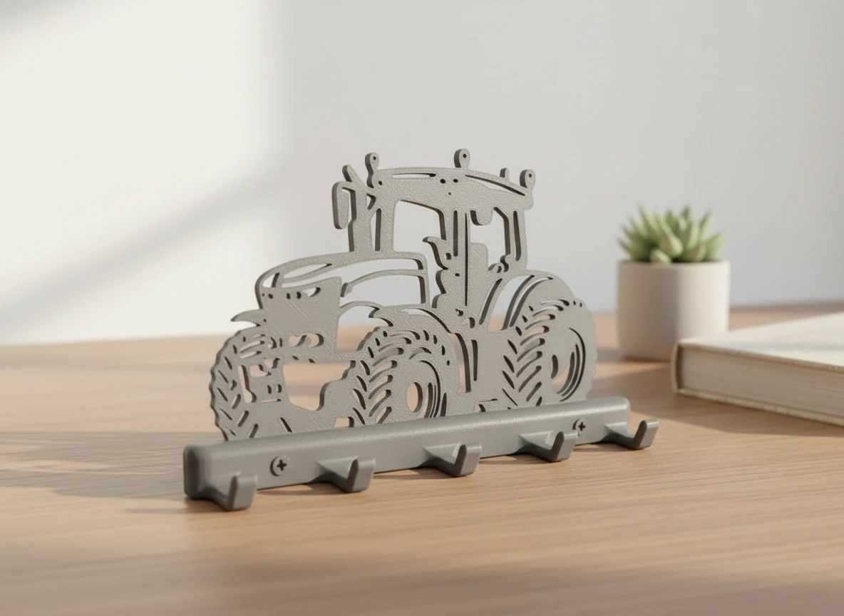 Suport Chei Organizator Perete cu Design Tractor - culoare Gri, imprimare 3D Vibecraft