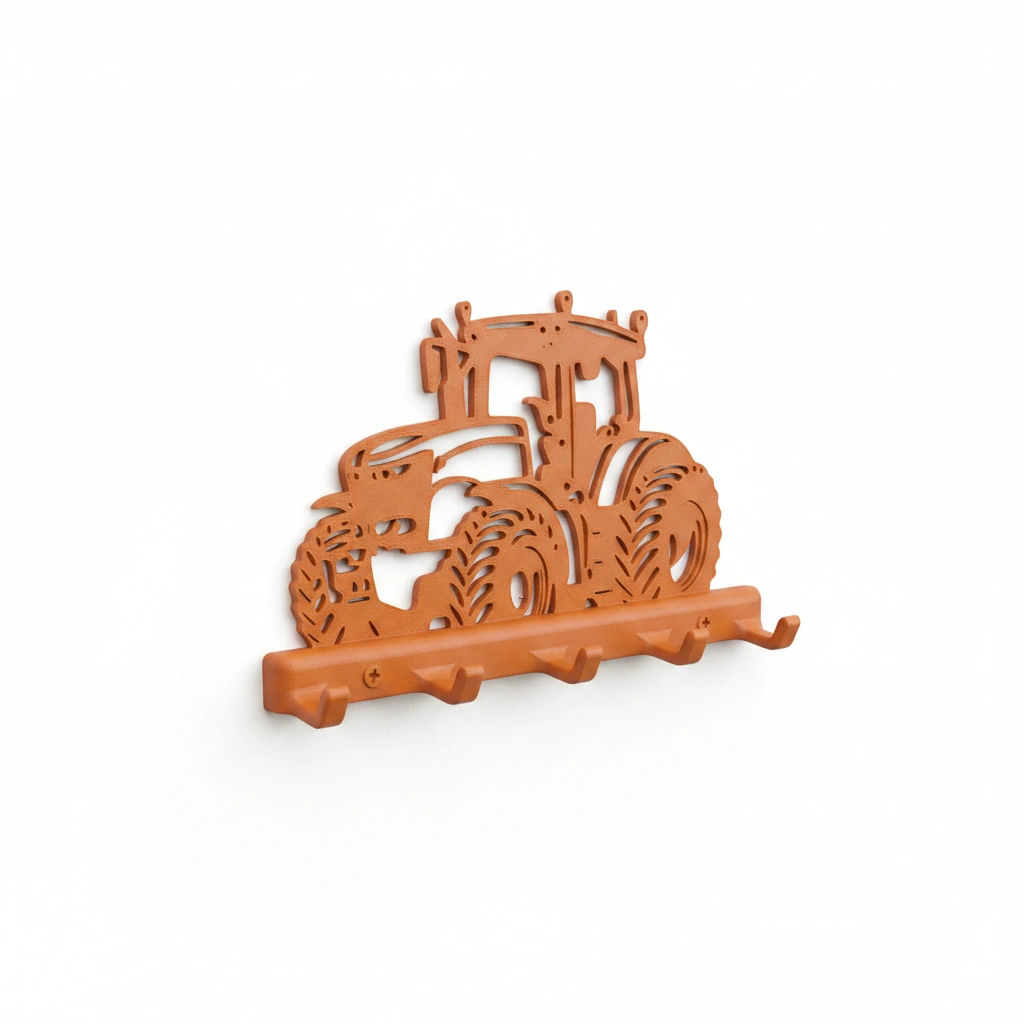 Suport Chei Organizator Perete cu Design Tractor - culoare Portocaliu, imprimare 3D Vibecraft