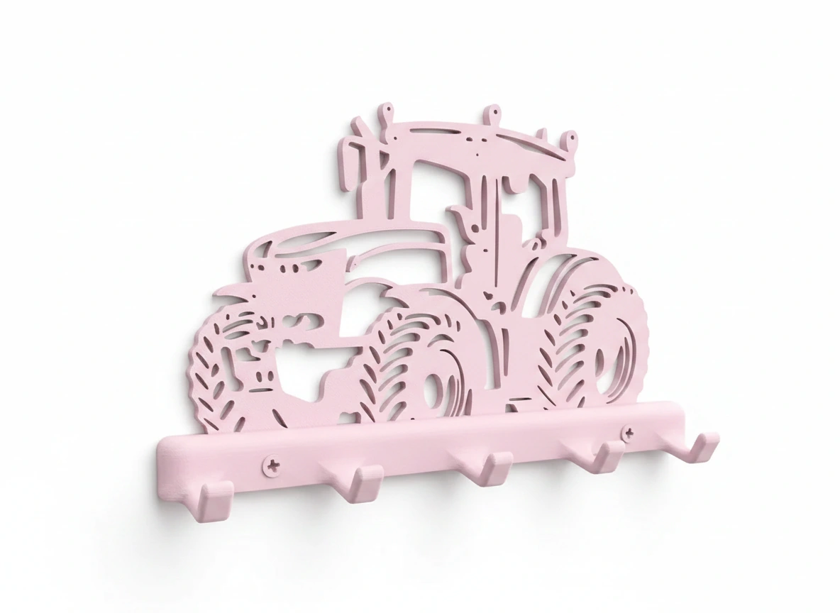 Suport Chei Organizator Perete cu Design Tractor - culoare Roz, imprimare 3D Vibecraft