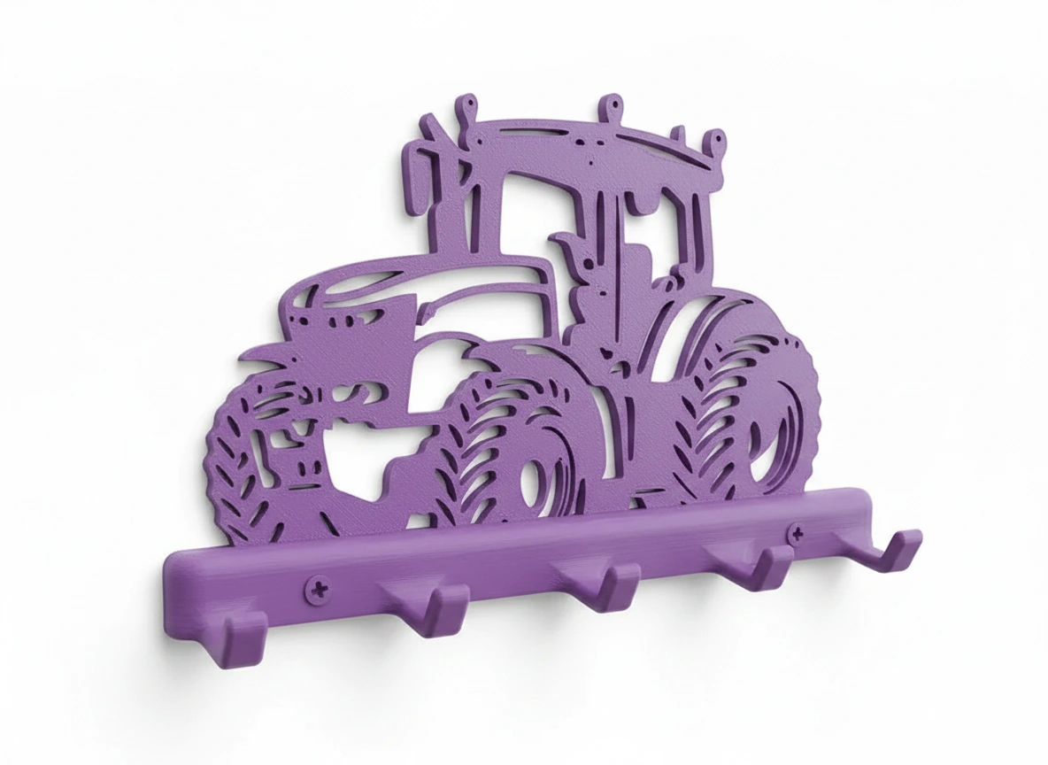 Suport Chei Organizator Perete cu Design Tractor - culoare Mov, imprimare 3D Vibecraft