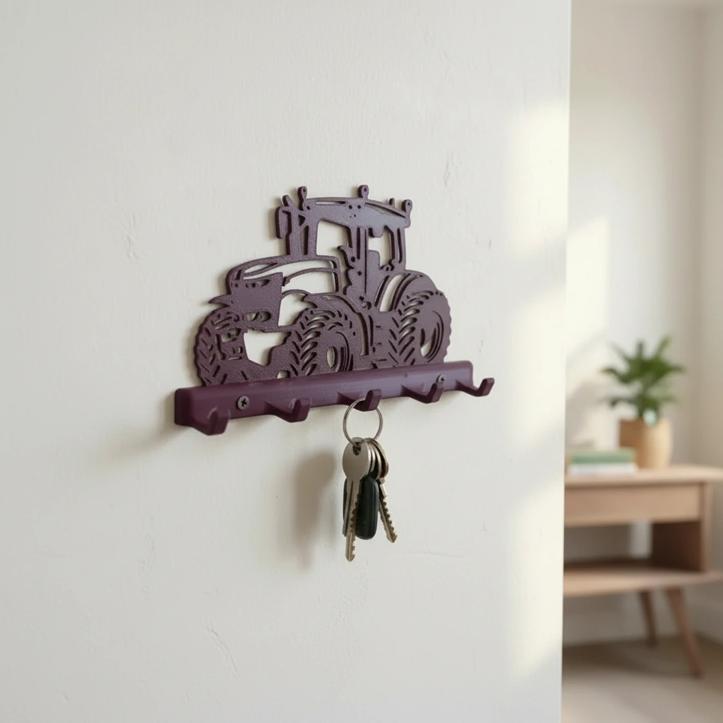 Suport Chei Organizator Perete cu Design Tractor - culoare Roșu, imprimare 3D Vibecraft